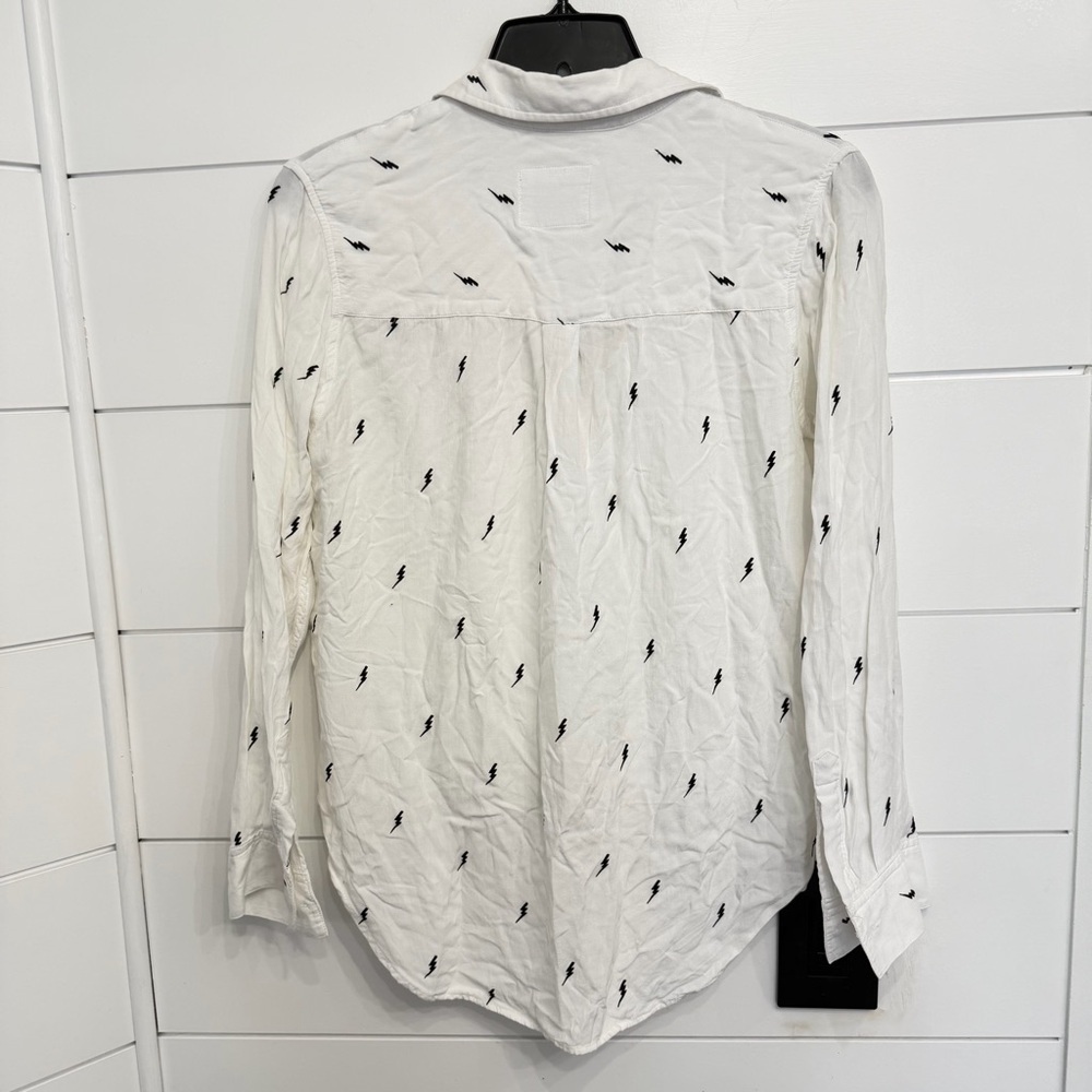 Rails Taylor White Flocked Lightning Button Down Long Sleeve Shirt 23111 - Picture 5 of 10